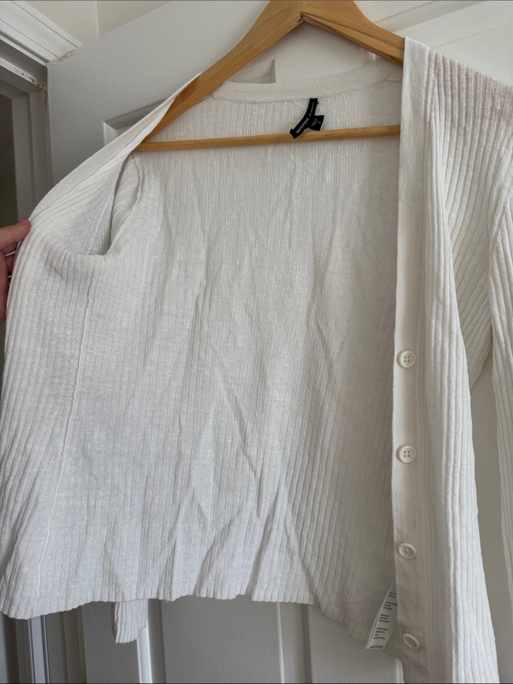 James Perse White Ribbed Open-Front Cardigan - Picture 5 of 6